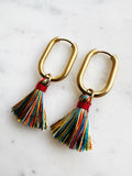 Multi-Coloured Tassel Oval Hoop Huggie Earrings
20mm Oval Hoop Huggies - Surgical stainless steel base plated with rhodium for a shiny finish. Suitable for sensitive ears. Easy to use click-open, click-shut mechanism.