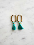 Add a pop of fun to your look with these vibrant Turquoise Tassel Oval Hoop Earrings! Featuring playful tassels, these lightweight hoops are perfect for bringing a splash of personality to any outfit. Whether you’re dressing up for a party or adding flair to your everyday style, these earrings are a cheerful statement that’s impossible to ignore!
20mm Oval Hoop Huggies - Surgical Stainless Steel base plated with rhodium for a shiny finish.
Suitable for sensitive ears. Easy click open and shut mechanis