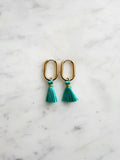 Add a pop of fun to your look with these vibrant Turquoise Tassel Oval Hoop Earrings! Featuring playful tassels, these lightweight hoops are perfect for bringing a splash of personality to any outfit. Whether you’re dressing up for a party or adding flair to your everyday style, these earrings are a cheerful statement that’s impossible to ignore!
20mm Oval Hoop Huggies - Surgical Stainless Steel base plated with rhodium for a shiny finish.
Suitable for sensitive ears. Easy click open and shut mechanism