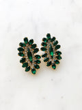 Leah Emerald Green Crystal Clip on Earrings