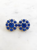 Hailey Vintage Electric Blue Crystal Clip on Earrings