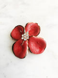 Rustle up some retro flair with this vintage, handmade enamel and crystal brooch! Featuring a unique design that's sure to add sparkle to your 'fit, this cheeky bit of bling is guaranteed to make you stand out in the crowd. Adding a touch of vintage dazzle to any outfit is a cinch with this glamorous pin!  This is a completely handmade product where slight variations & imperfections will occur from one brooch to another.  55mm x 55mm