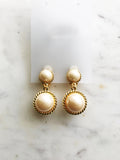 Vintage Gold Plated Pearl Drop Clip-On Earrings