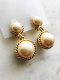 Vintage Gold Plated Pearl Drop Clip-On Earrings