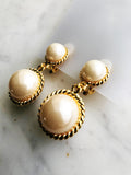 Vintage Gold Plated Pearl Drop Clip-On Earrings