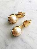 Vintage Gold Plated Pearl Drop Clip-On Earrings