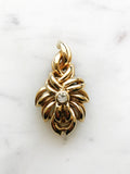 Vintage Gold Plated Crystal Floral Brooch