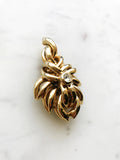 Vintage Gold Plated Crystal Floral Brooch