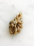 Vintage Gold Plated Crystal Floral Brooch