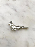 Vintage Silver Plated Crystal Pheasant Brooch