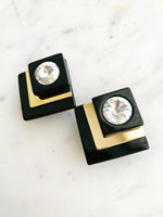 Vintage Art Deco Crystal Clip on Earrings