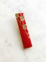 Vintage Red Enamel & Crystal Brooch