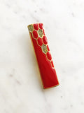 Vintage Red Enamel & Crystal Brooch