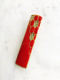 Vintage Red Enamel & Crystal Brooch