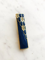 Vintage Blue Enamel & Crystal Brooch