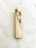 Vintage Cream Enamel & Crystal Brooch