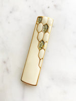 Vintage Cream Enamel & Crystal Brooch