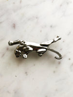 Silver Crystal Puma Brooch