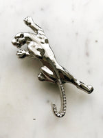 Silver Crystal Puma Brooch