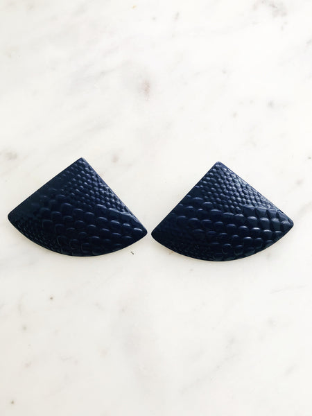 Vintage Retro Navy Blue 80's Earrings