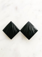 Vintage Black Retro 1980's Earrings