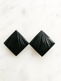 Vintage Black Retro 1980's Earrings