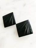 Vintage Black Retro 1980's Earrings