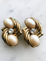 Vintage Pearl & Crystal Earrings