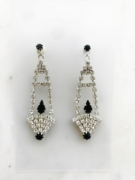 Vintage Diamante Crystal Art Deco Earrings