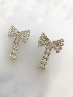 Vintage Diamante Crystal Bow Earrings