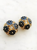 Vintage Retro Enamel Flower Clip on Earrings