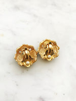 Vintage Retro Enamel Flower Clip on Earrings