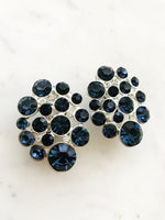 Add a sparkle of vintage glamour with these dazzling sapphire blue clip-on earrings! With plenty of sparkle and shine, these earrings are perfect for adding a touch of old-school class to any outfit!  Vintage Crystal  Silver Plated  Clip on Earrings  36mm x 28mm