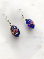 Vintage Tibetan Silver Bohemian Foil Glass Bead Earrings