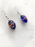 Vintage Tibetan Silver Bohemian Foil Glass Bead Earrings