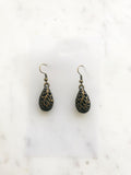 Make a fashion statement with these Antique Bronze Filigree Earrings! The intricate details will add charm and character to any look. Plus, the lightweight design ensures you won’t be weighed down by your baubles! Make like a jewelry box maestro and rock these earrings!  40mm drop from top of ear hook x 12mm