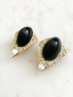 Vintage Retro Art Deco Crystal Clip on Earrings