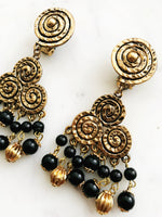 Vintage Antique Bronze Boho Spiral Clip-on Earrings