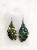 Vintage Sterling Silver Abalone Paua Shell Earrings