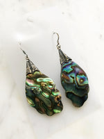 Vintage Sterling Silver Abalone Paua Shell Earrings