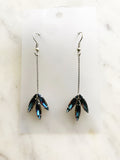 Vintage Electric Blue Navette Crystal Earrings