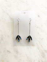 Vintage Electric Blue Navette Crystal Earrings