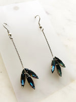 Vintage Electric Blue Navette Crystal Earrings