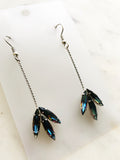 Vintage Electric Blue Navette Crystal Earrings