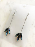 Vintage Electric Blue Navette Crystal Earrings