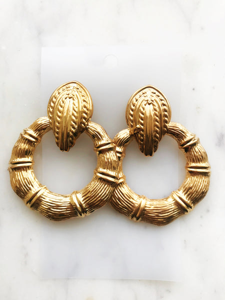 Vintage Retro Bamboo Hoop Earrings