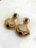 Step into a world of whimsy and charm with our vintage enamel earrings! These delightful beauties are like bursts of joy for your ears. Adorned with vibrant Navy enamel and intricate patterns, they'll add a playful touch to any outfit. Get ready to twirl, dance, and make a statement with these vintage-inspired treasures!  Gold Plated  47mm x 40mm