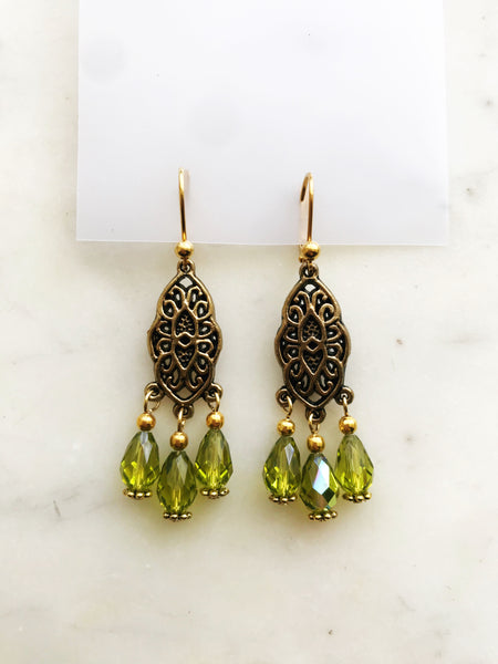 Lovingly crafted from a broken vintage necklace, these earrings combine sleek sophistication with eclectic, bohemian charm, making them the perfect accessory to keep you looking both timeless and stylish.  Gold Plated  55mm x 12mm   