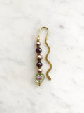 Handmade Bookmark using Vintage Bohemian Glass &amp; Pearl Beads.  These bookmarks are handmade using vintage beads from broken or mismatched necklaces and earrings.  Each bookmark is unique and carefully crafted to have a vintage feel and look.  9cm long.