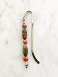 Handmade Bookmark using Vintage Beads and Semi Precious Stones Crystals  These bookmarks are handmade using vintage beads from broken or mismatched necklaces and earrings. Each bookmark is unique and carefully crafted to have a vintage feel and look. Made using Unakite crystal, vintage bohemian glass beads and vintage ceramic beads.